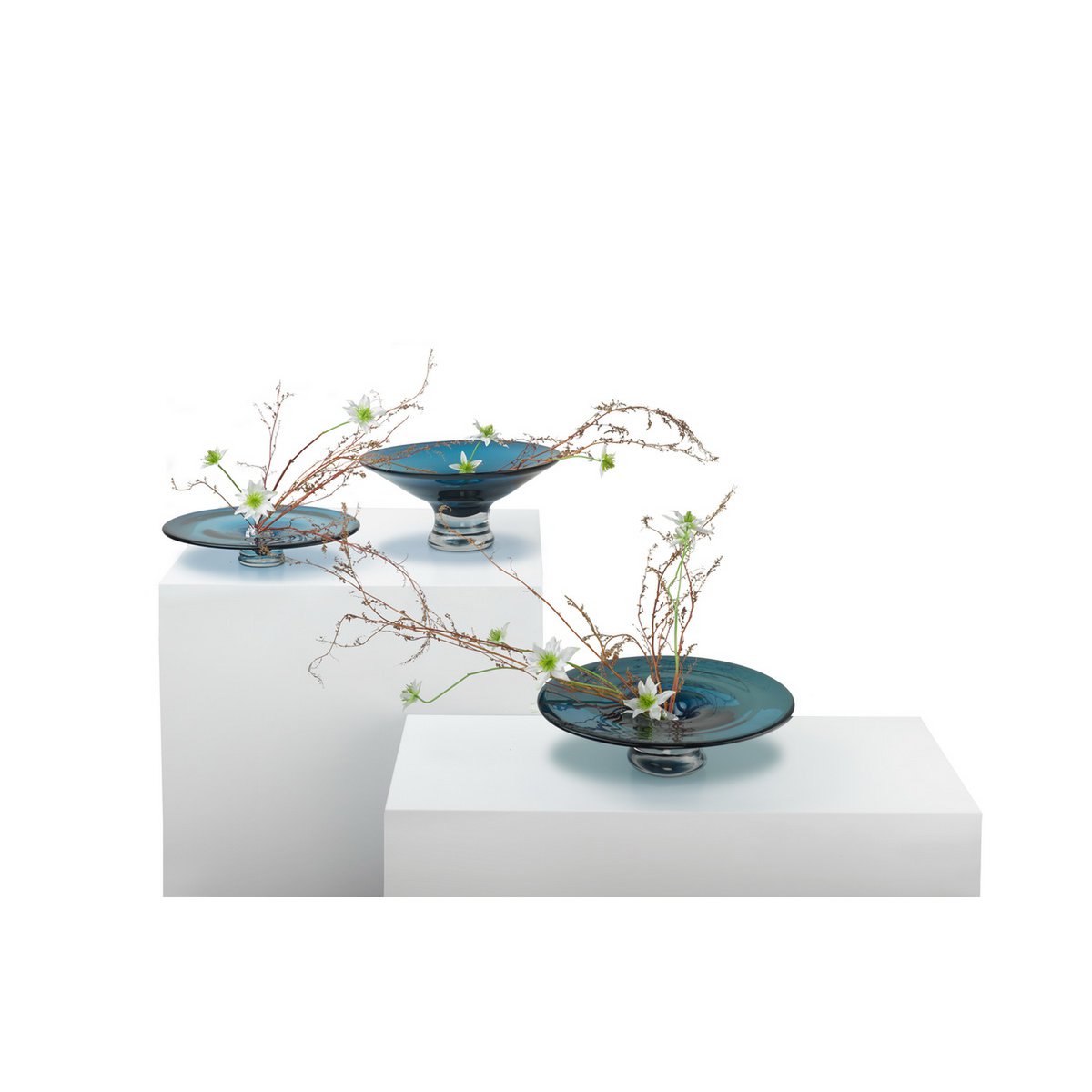 Schaal Ink Blue 32cm – luxe decoratieve glazen schaal Woonware