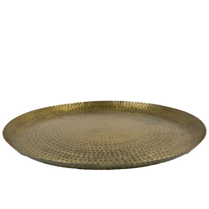 Rond dienblad antique gold 63 cm – stijlvol en handgemaakt serveerblad