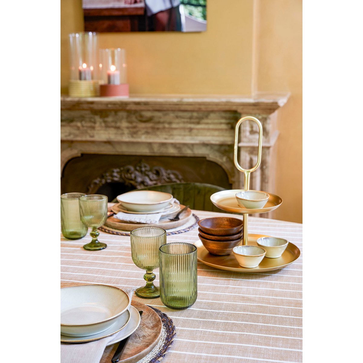 Gouden etagère van ijzer 2-laags 36 cm – stijlvolle etagère | Woonware