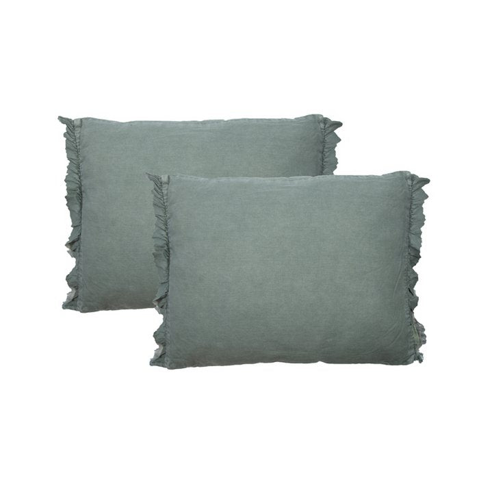 Vintage Linnen Kussen Quirine 50x40 cm oudgroen stijlvol kussen