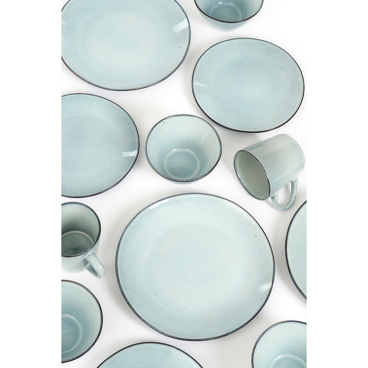 Racco serviesset 4 persoons lichtgrijs steengoed handgemaakt Woonware