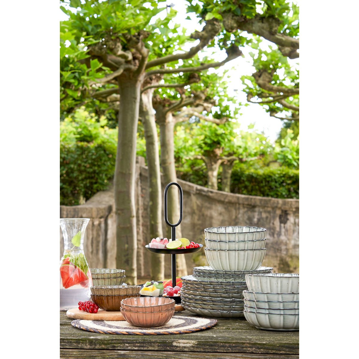 Rama etagère 2-laags zwart metaal H36 x Ø28 cm – serveer- en decoratieplateau