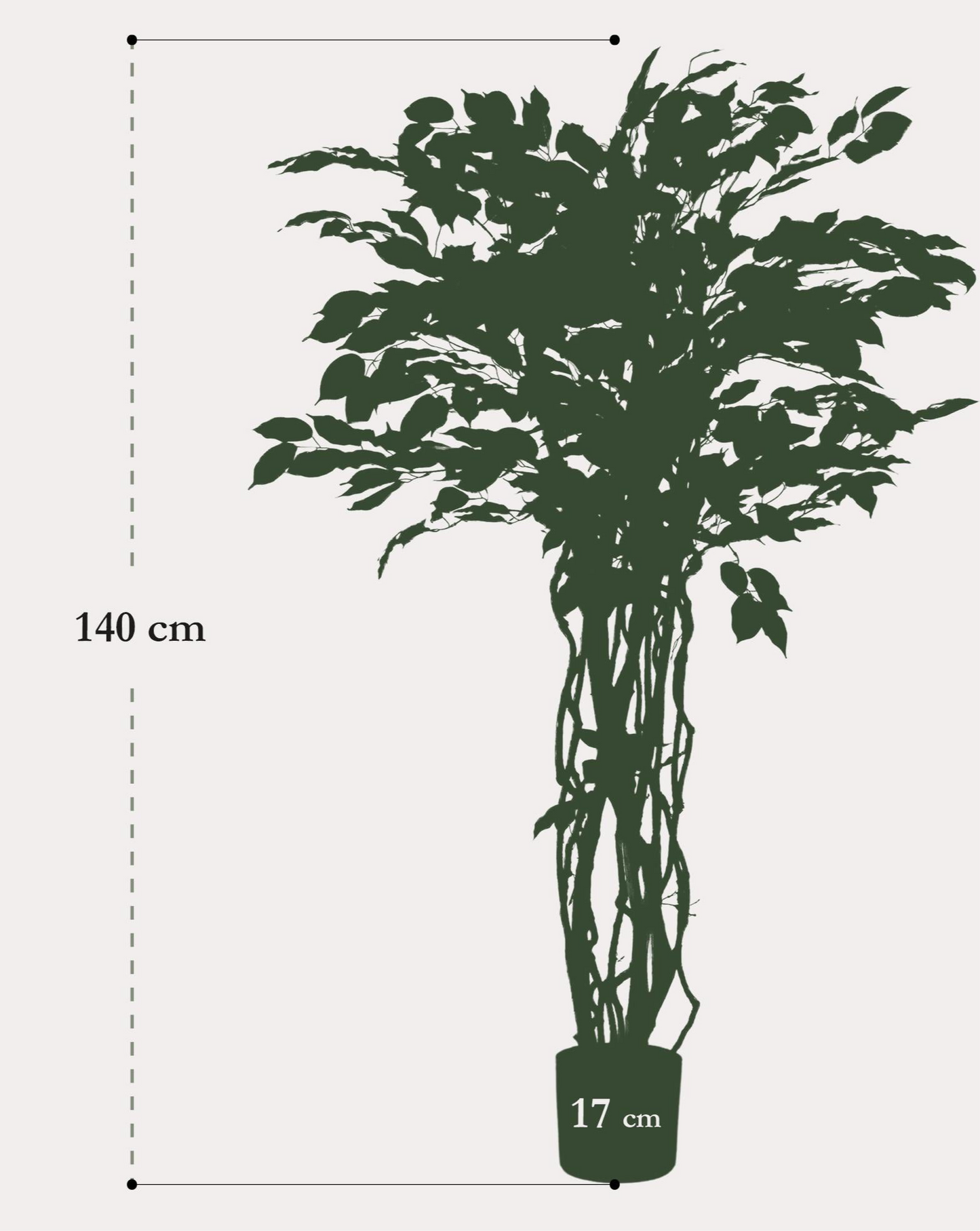 Kunstplant Ficus Liana 140cm – Vioolbladplant