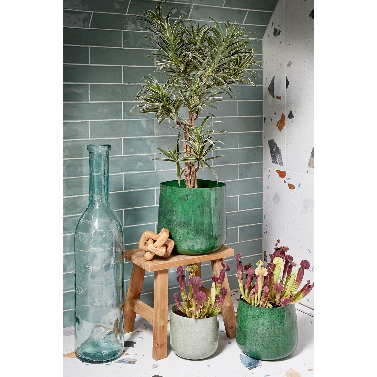 Bold houten krukje 38 cm – gerecycled hout bruin Woonware