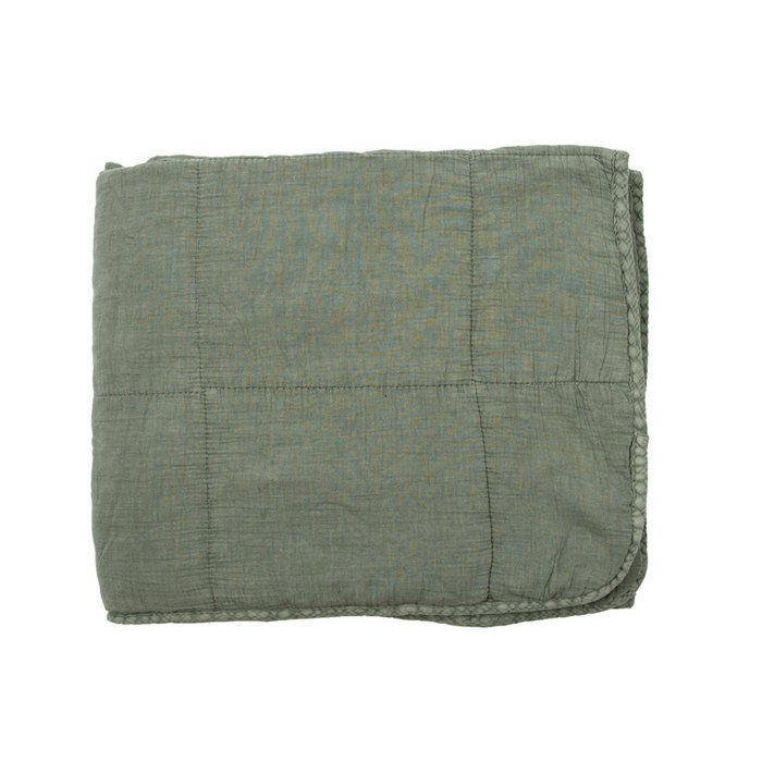 Gewatteerde Katoenen Plaid Charlotte 70x240 cm oudgroen zachte woondeken