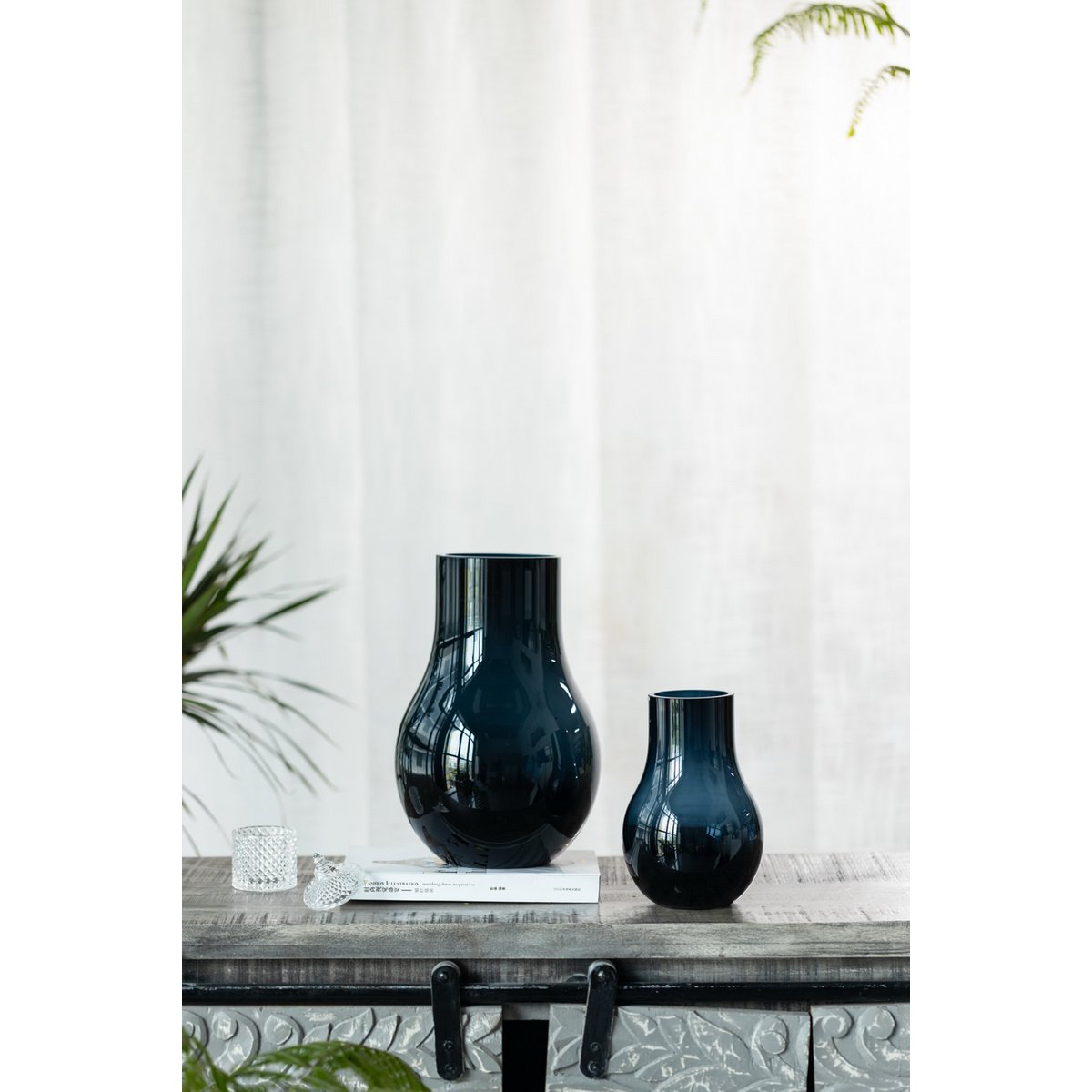 Glazen vaas Davos diepblauw 20 cm van kwaliteitsglas | Woonware