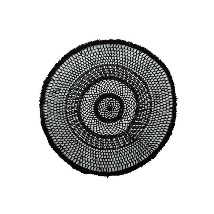 Zwarte wanddecoratie van rotan en metaal Ø90 cm – Woonware