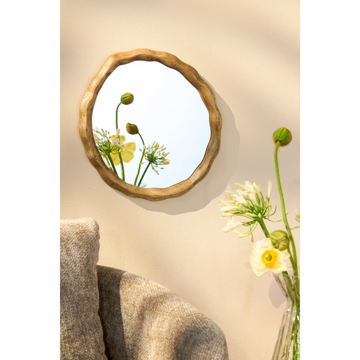 Nick Wandspiegel 38 cm mangohout ronde spiegel interieur