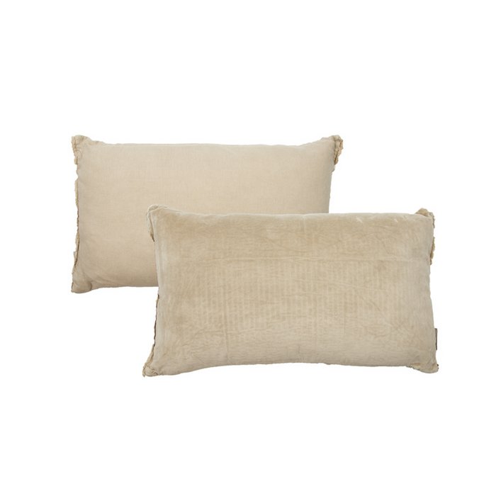Fluweel/Linnen Kussen Lois Naturel 50x30 cm Woonware