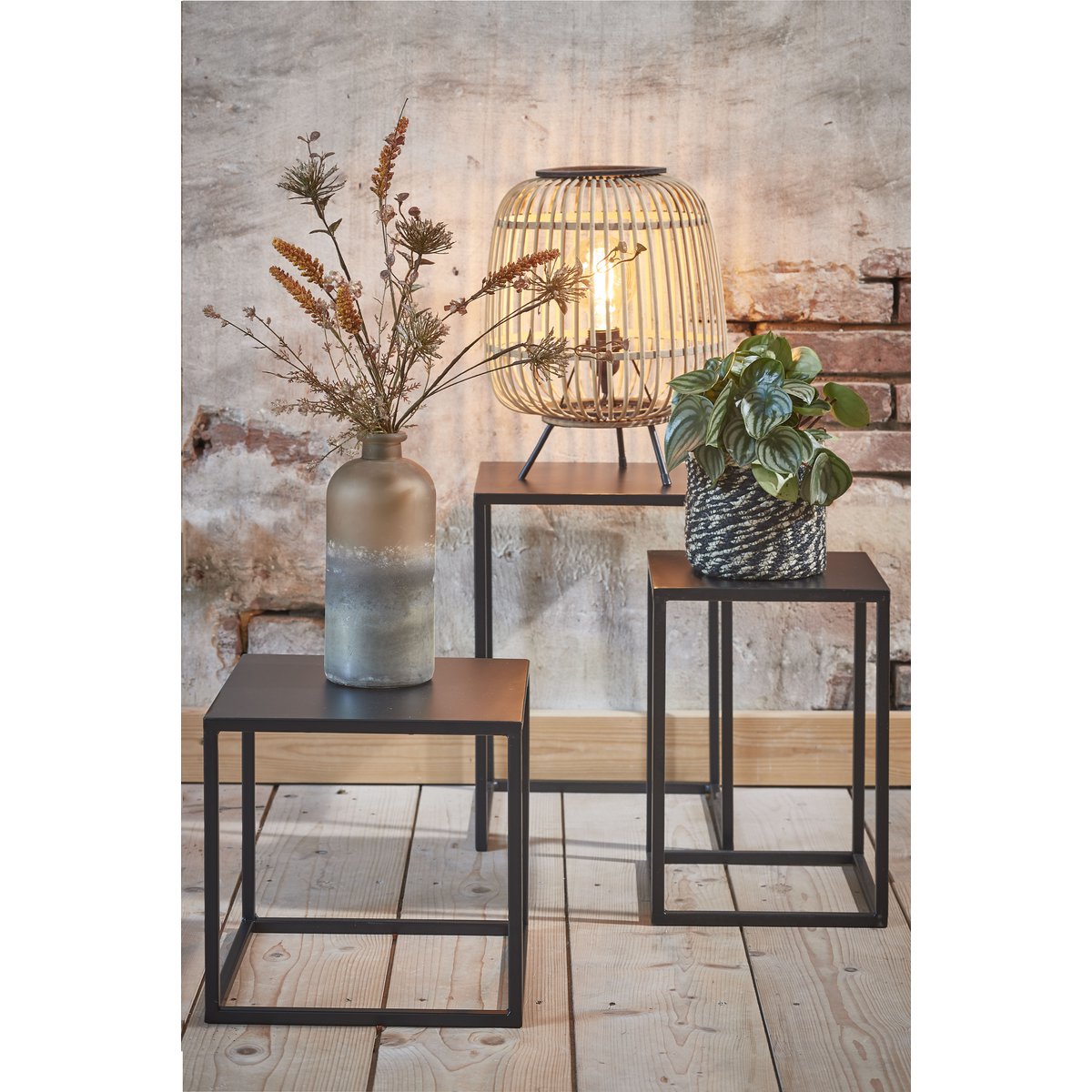 Goa bijzettafels set van 2 zwart H48,5 & H55 – modern en stevig design Woonware