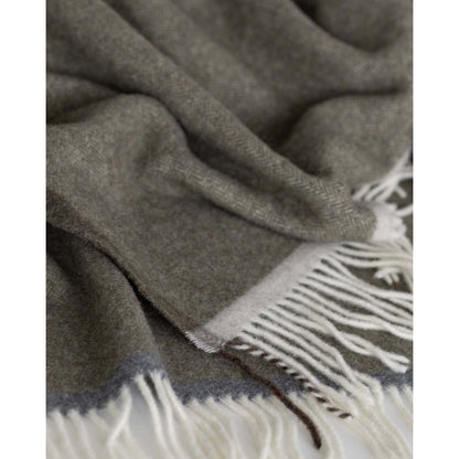 Merino kasjmier plaid Milano Verde Orlo 140x200 diepgroen – luxe zachte deken | Woonware