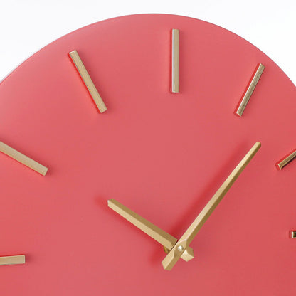 Brixen Wandklok 35,5 cm roze gouden wijzers moderne muurklok