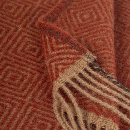 Wollen deken Venezia Ketchup roodbruin 140x200 – luxe plaid van Nieuw-Zeelandse wol – Woonware