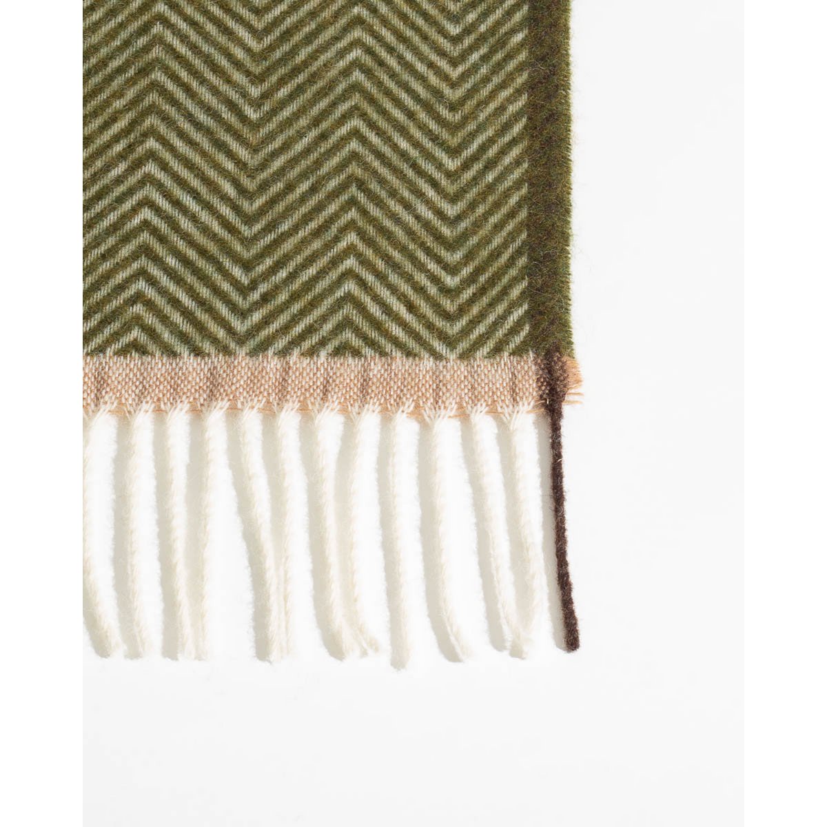 Wollen plaid Denver olive groen 140x200 met zigzagpatroon | Woonware