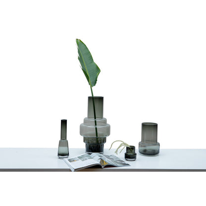 TYLER46 Vaas – 46 cm, grijs helder glas, Art Deco design