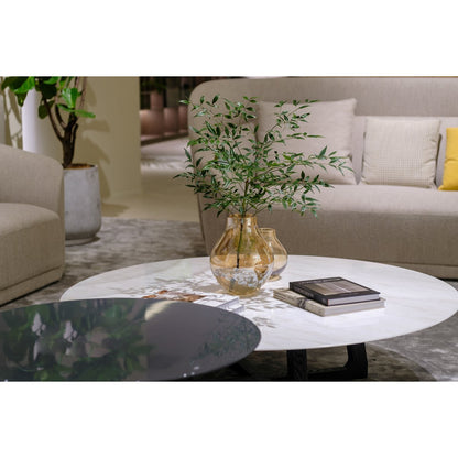 Glazen bolvaas amber Ø22 x H26,5 cm – ronde amberkleurige vaas van dik glas | Woonware