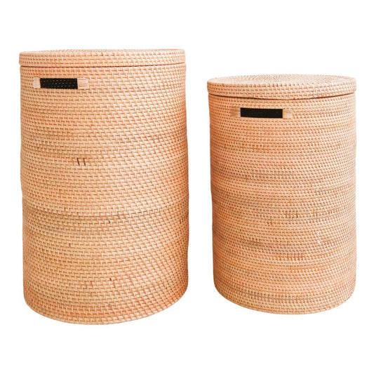 Handgemaakte Sari mand van rotan met deksel – duurzaam en stijlvol voor wasgoed