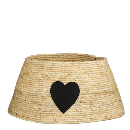 Crème kerstboomrok met zwart hart 50 x 50 x 26 cm maïsblad Woonware