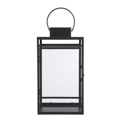 Storm Lantaarn Zwart 36 cm glas metalen windlicht