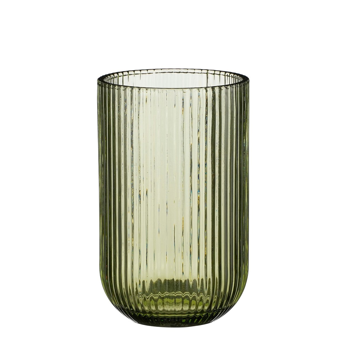 : Lichtgroen geribbeld drinkglas 400 ml – transparant groen glas | Woonware