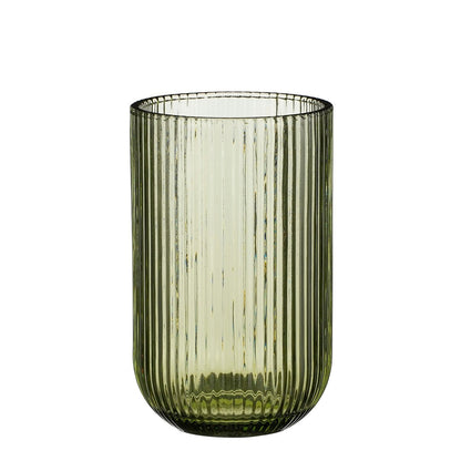 : Lichtgroen geribbeld drinkglas 400 ml – transparant groen glas | Woonware