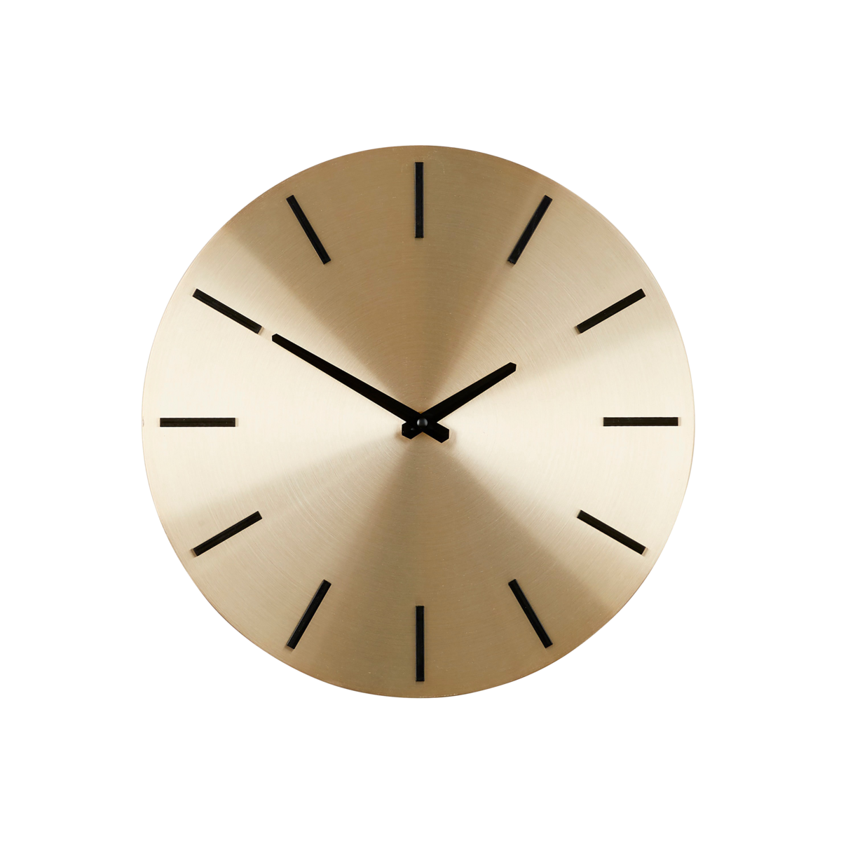 Brixen Wandklok 35,5 cm gouden achtergrond zwarte wijzers modern interieur