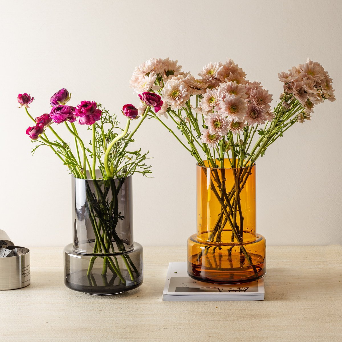 Glazen vaas TYLER amber – retro stijlvolle vaas van glas | Woonware