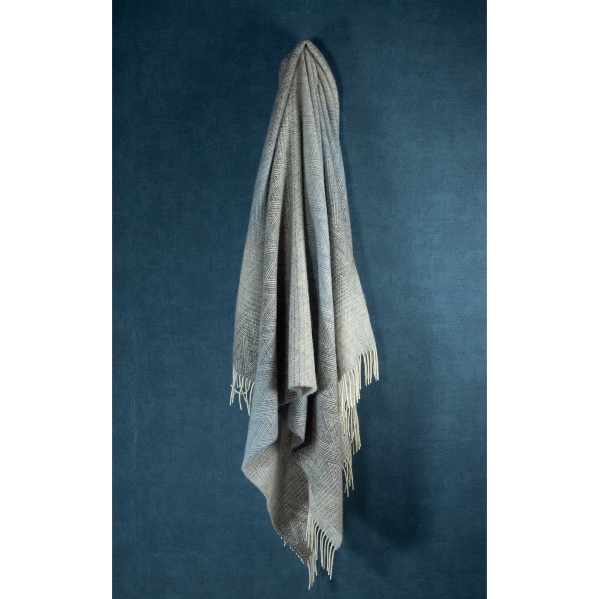 Missoni Plaid – 100% Nieuw-Zeelandse wol, blauw-grijs zigzagpatroon