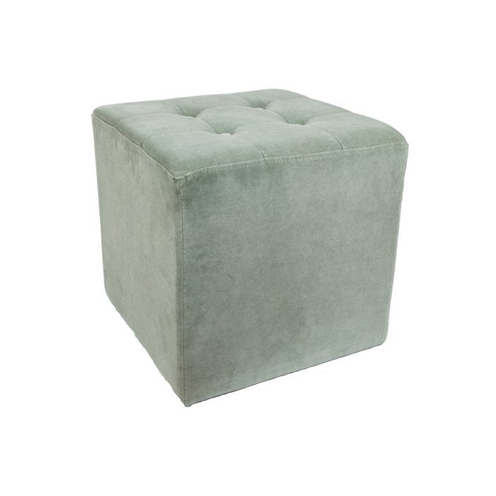 Vintage fluwelen voetenbank in oudblauwe kleur – Woonware