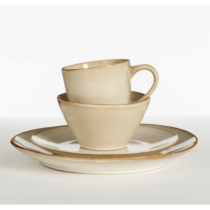 Racco serviesset 4 persoons beige steengoed handgemaakt Woonware