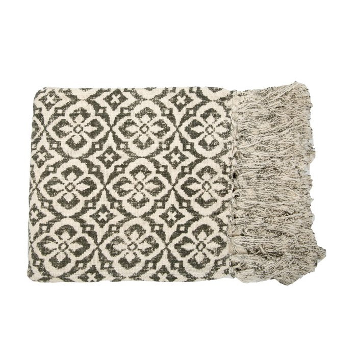 Plaid Coimbra Groen/Gebroken Wit katoen 130x170 cm Woonware