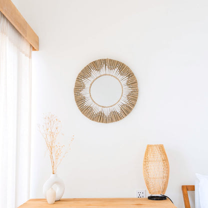 Randu Wandspiegel 60 cm zeegras katoenen patroon boho interieur