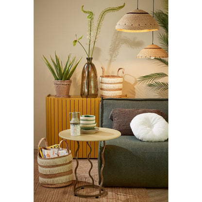 Opbergmand set bruin waterhyacint 2-delig – natuurlijke manden met franjes