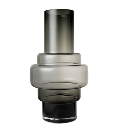 TYLER46 Vaas – 46 cm, grijs helder glas, Art Deco design