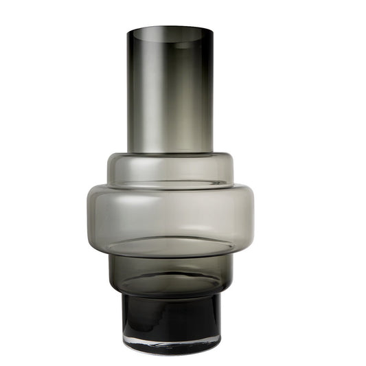 TYLER46 Vaas – 46 cm, grijs helder glas, Art Deco design