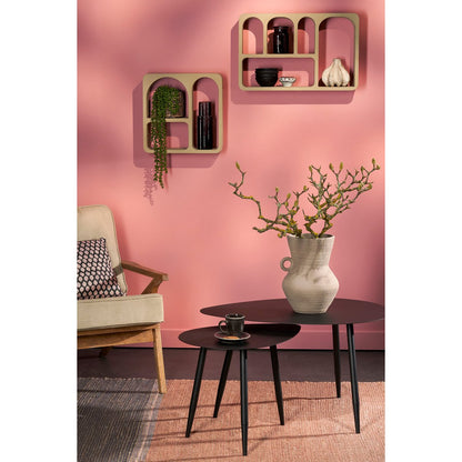 Bijzettafel set van 2 in druppelvorm zwart metaal – modern design Woonware