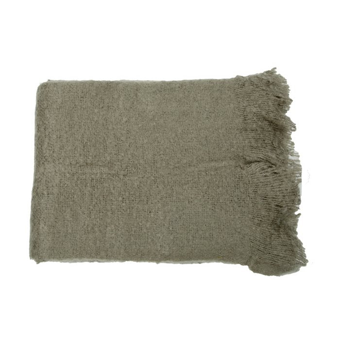 Gebreide Plaid - Olijfgrijs