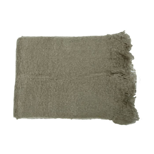 Gebreide Plaid - Olijfgrijs