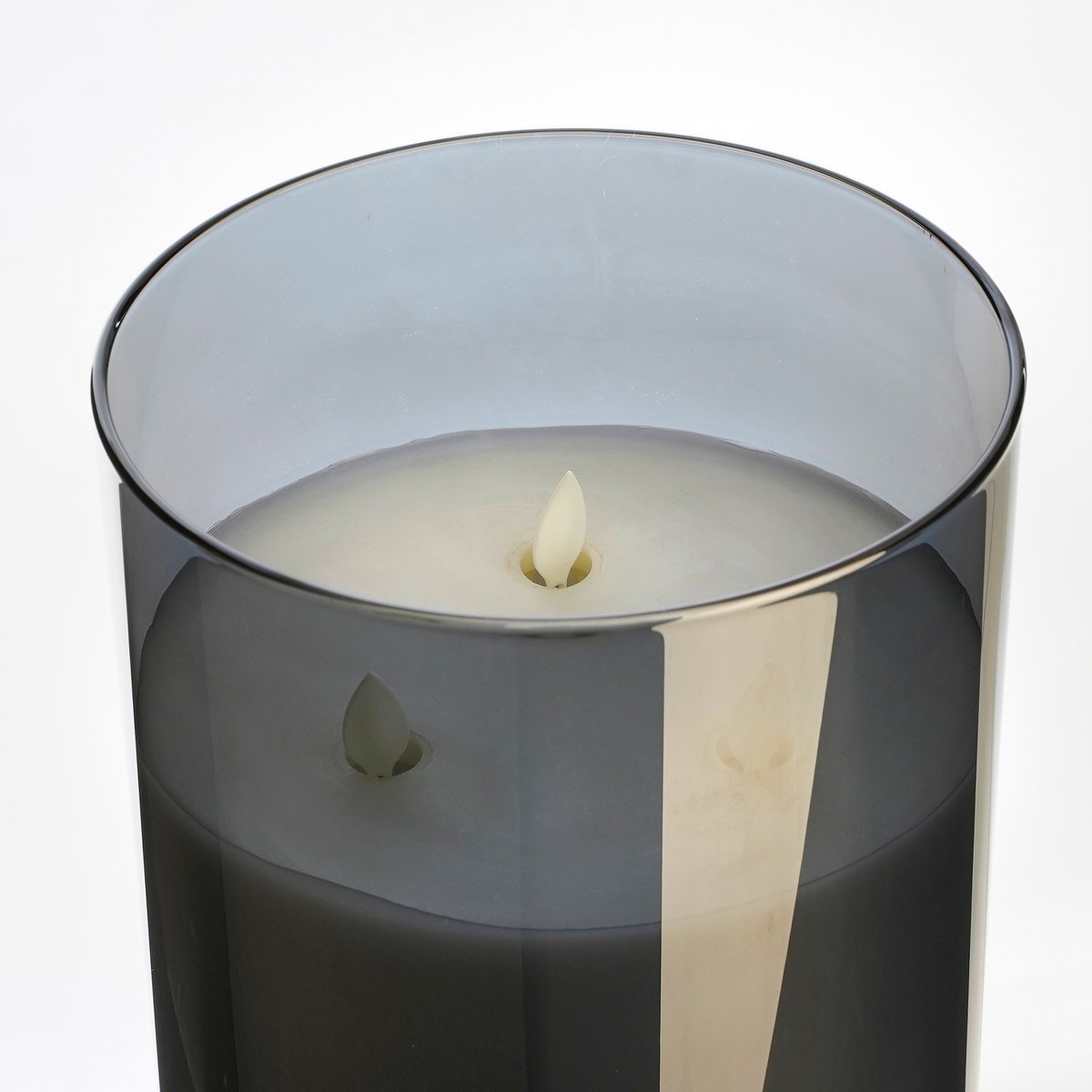 LED Kaars Grijs 20 cm wax glas realistisch vlamlicht