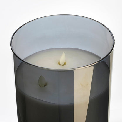LED Kaars Grijs 20 cm wax glas realistisch vlamlicht