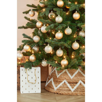Bananenblad kerstboomrok bruin met wit Ø60 x H25 cm Woonware