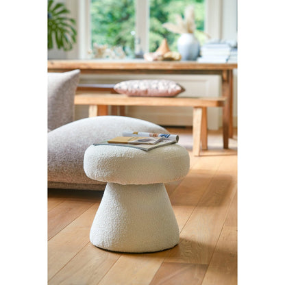 Poef Teddy Off White van bouclé stof – ronde zitpoef Woonware