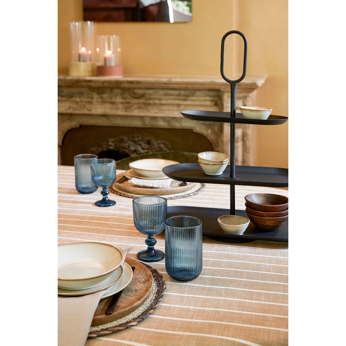 Rama 3-laagse etagère zwart L48 x B20 x H55 cm – serveer- en decoratieplateau