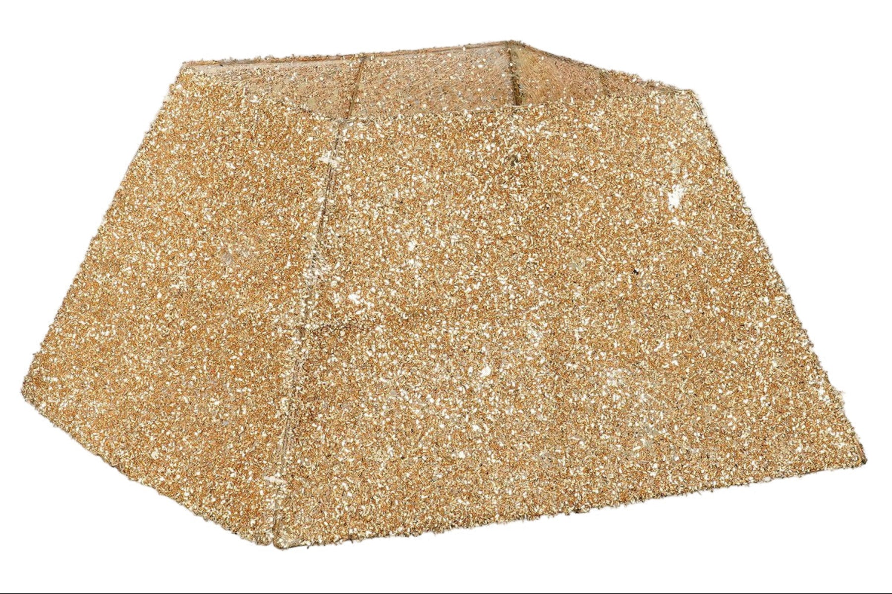 Gouden vierkante kerstboomrok 50 x 50 x 30 cm glitter Woonware