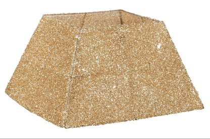 Gouden vierkante kerstboomrok 50 x 50 x 30 cm glitter Woonware