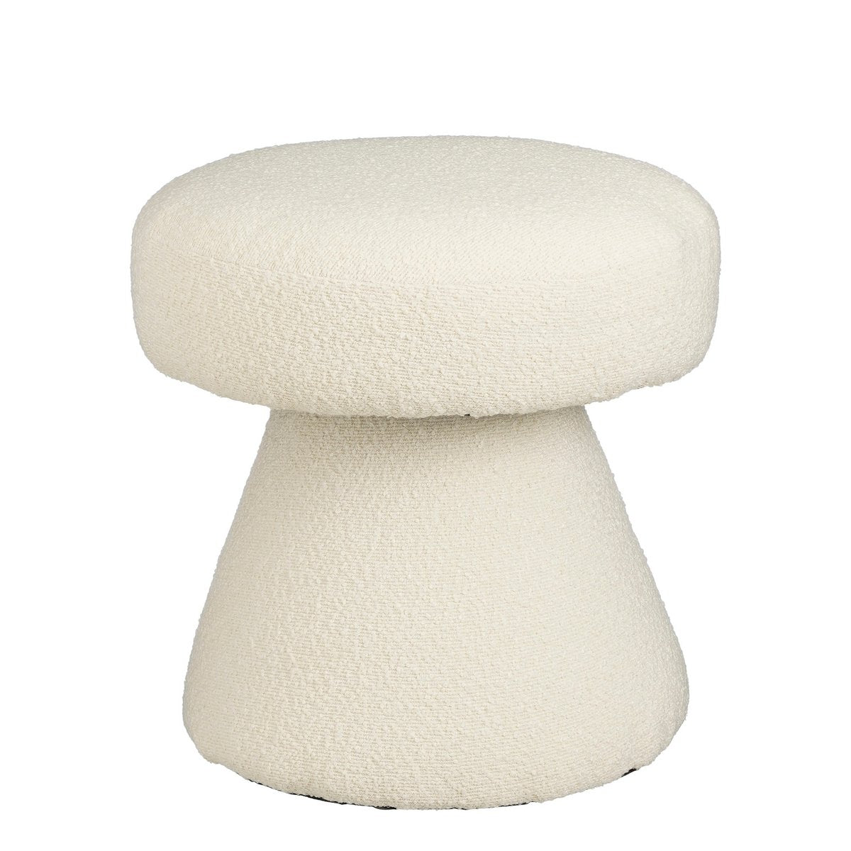 Poef Teddy Off White van bouclé stof – ronde zitpoef Woonware