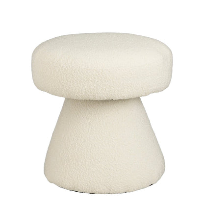 Poef Teddy Off White van bouclé stof – ronde zitpoef Woonware