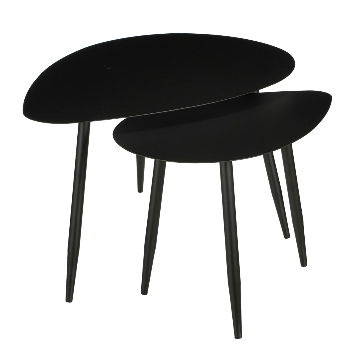 Bijzettafel set van 2 in druppelvorm zwart metaal – modern design Woonware