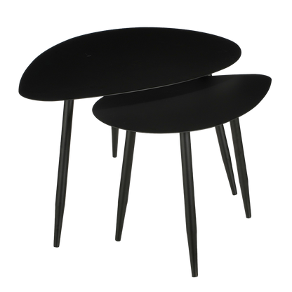 Bijzettafel set van 2 in druppelvorm zwart metaal – modern design Woonware
