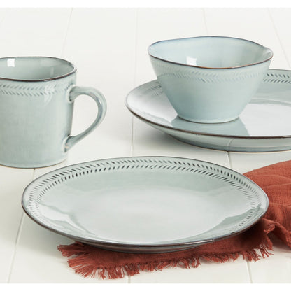 Racco serviesset 4 persoons lichtgrijs steengoed handgemaakt Woonware